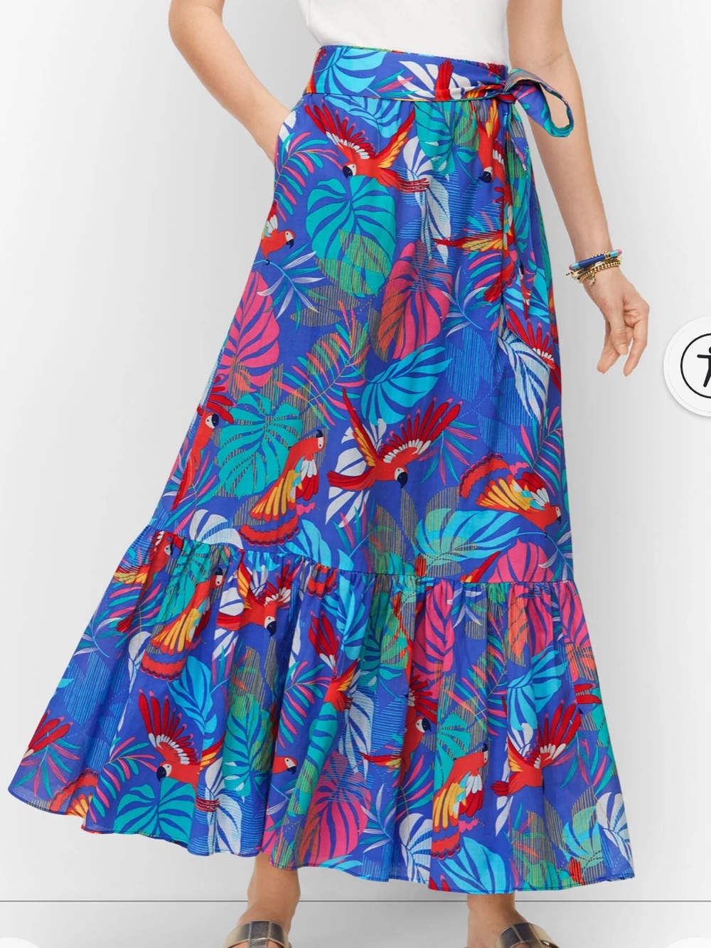 Talbots Voile Maxi Skirt -Tropical Leaves